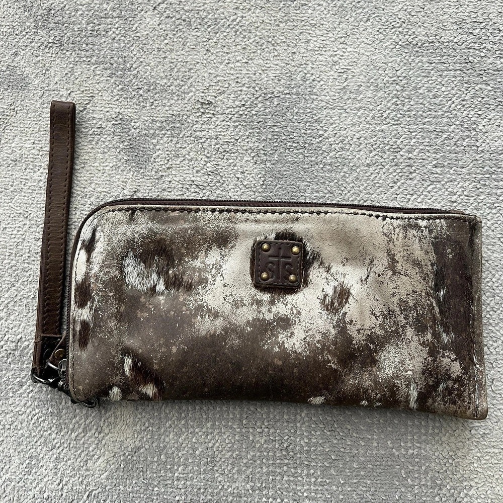 STS Ranchwear Classic Cowhide Clutch Wallet Leather Bovine Fur Women's Brown